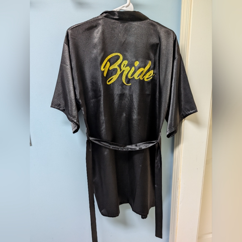 Black Satin Bride Robe